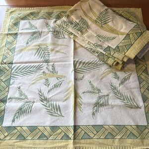 6 Nature by Bruno Lamy, Green Leaf Botanical‎ Bamboo Block Border 20x20" Napkins